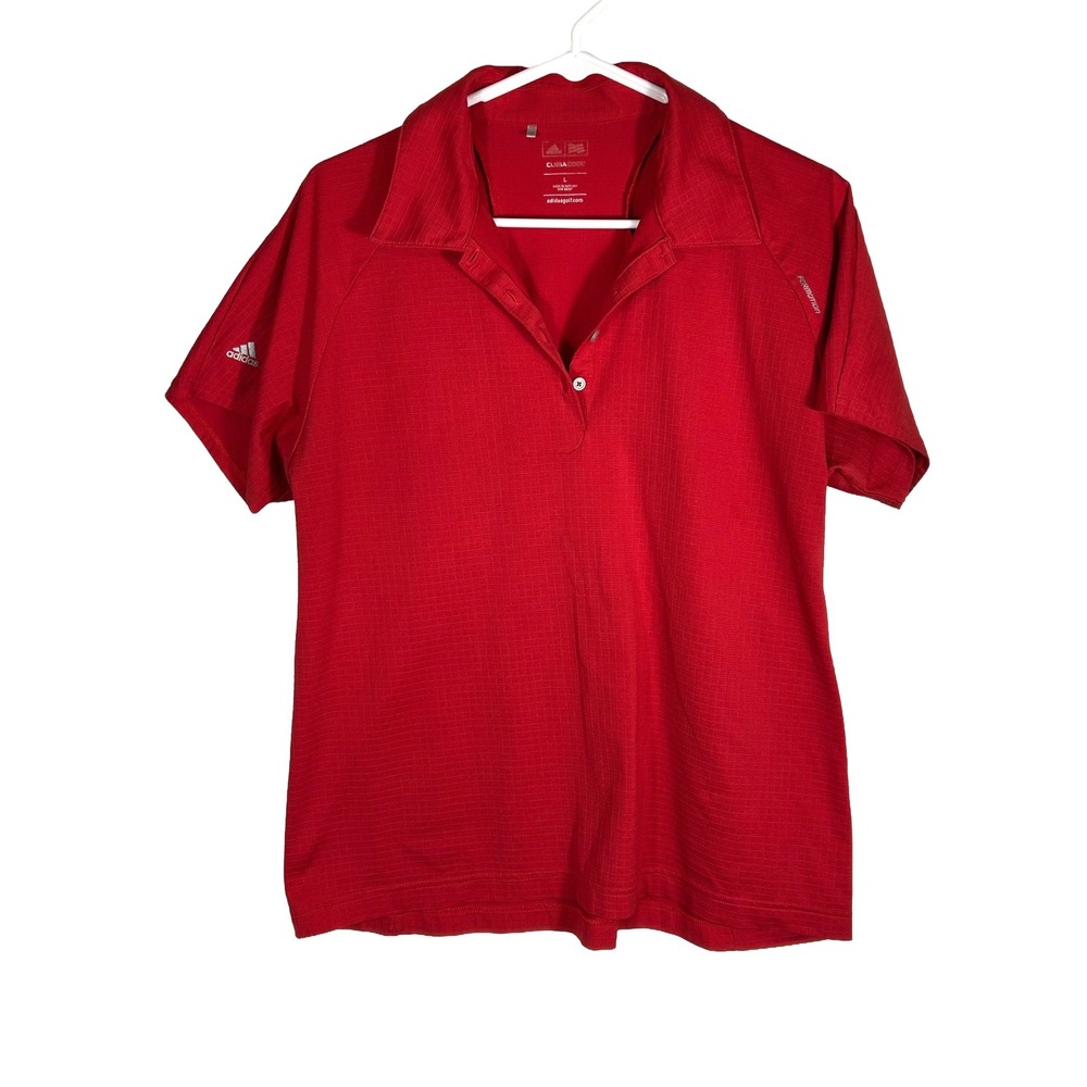 Adidas Golf Mens ClimaCool Polo Shirt Red Grid Texture Formotion Large